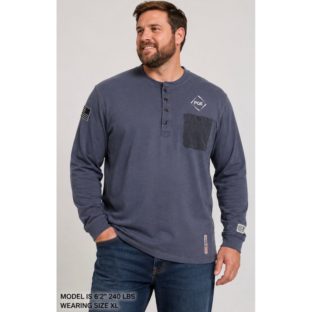 Tyndale FRC Mens XL Gray Long Sleeve Henley FR CAT2 NFPA 2112 PGE Work Shirt USA